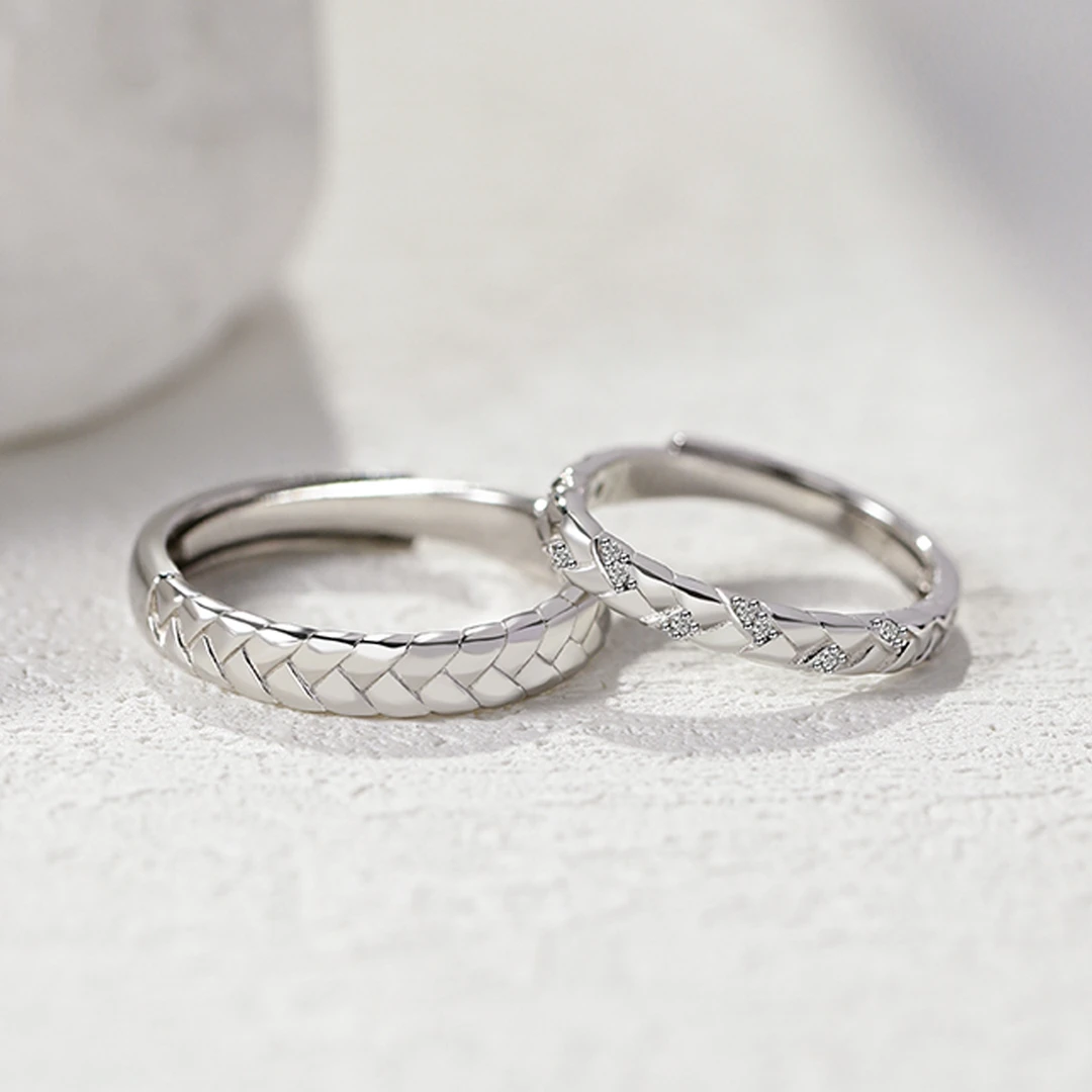 足银戒指 结发情侣对戒999足银一对刻字周年礼物定情信物FC31784