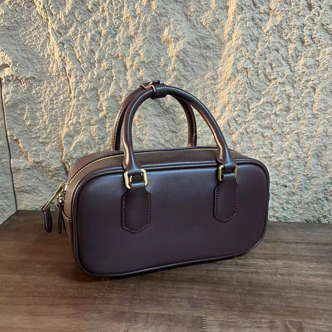 YNPO24年秋冬新款真皮重工女包3枕头长款24CM石楠木色