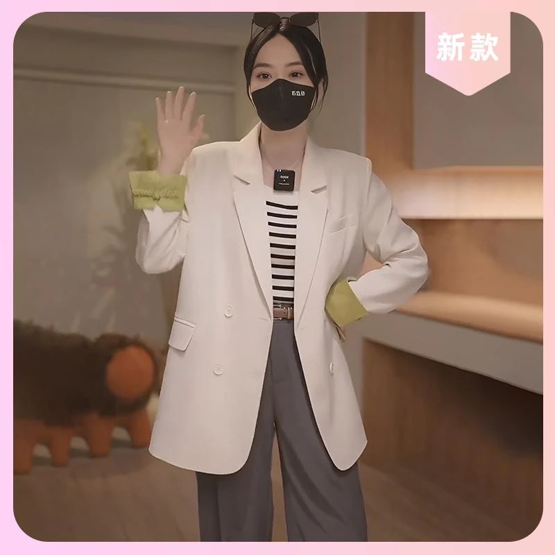 独特超好看西服上衣2025年春秋新款女复古西装撞色拼接盘扣外套女