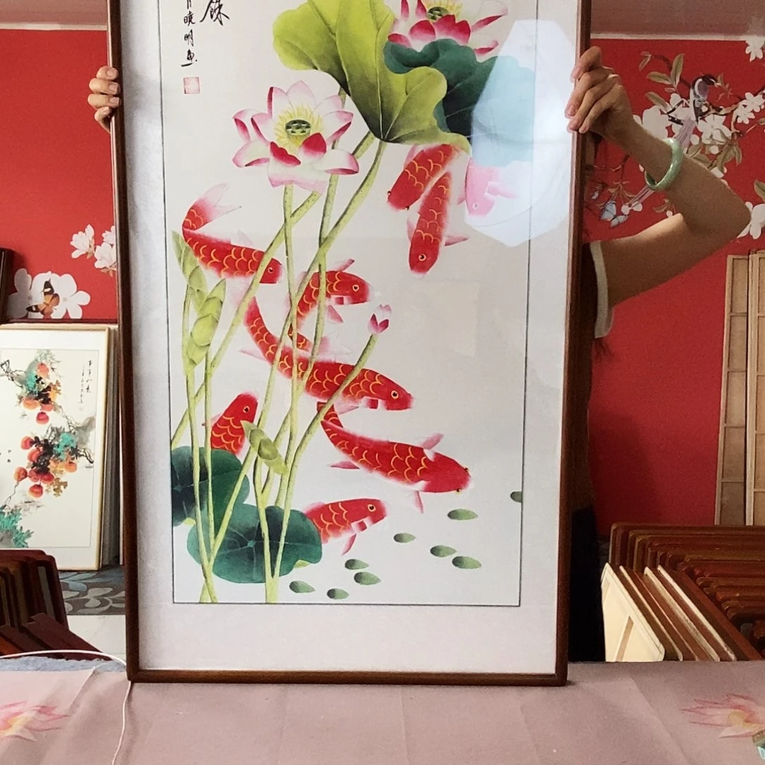 国画手写手绘带框包邮62✖️122国画作品