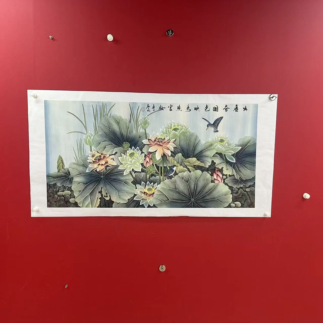 廖化《出尘夸国色映水照宫妆》六尺宣纸 手绘