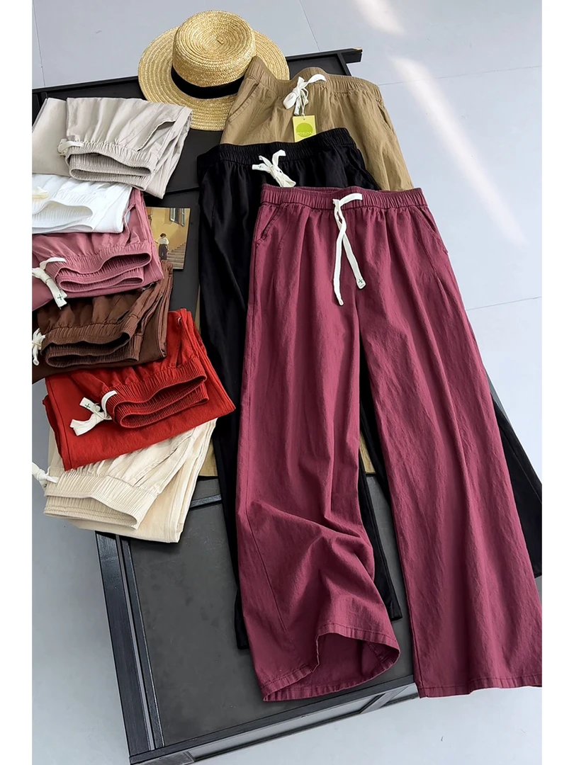 窄版阔腿裤女2025春秋新款高腰宽松显瘦休闲薄款垂感直筒裤子