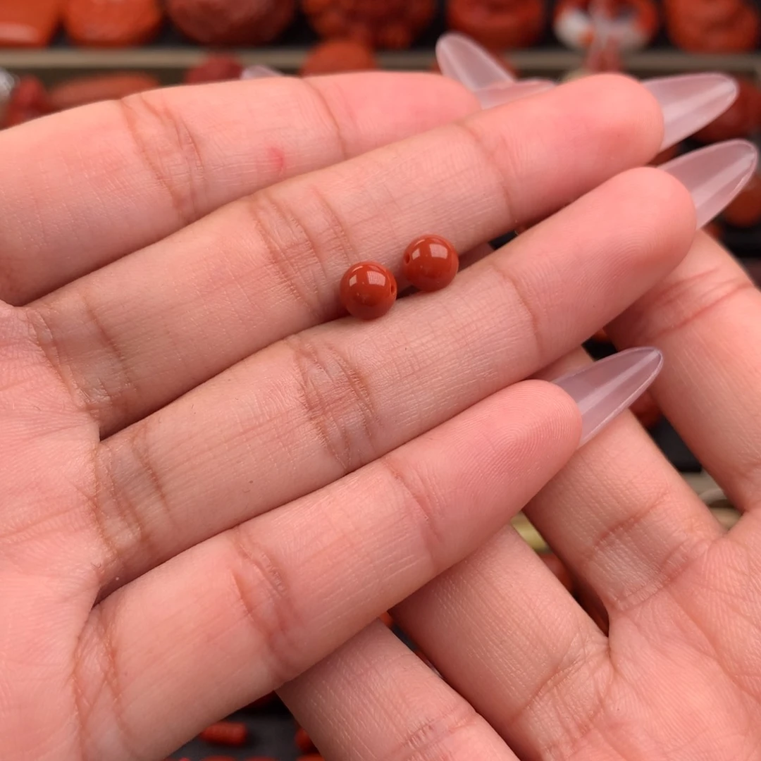 南红玛瑙圆珠对珠6未镶嵌
