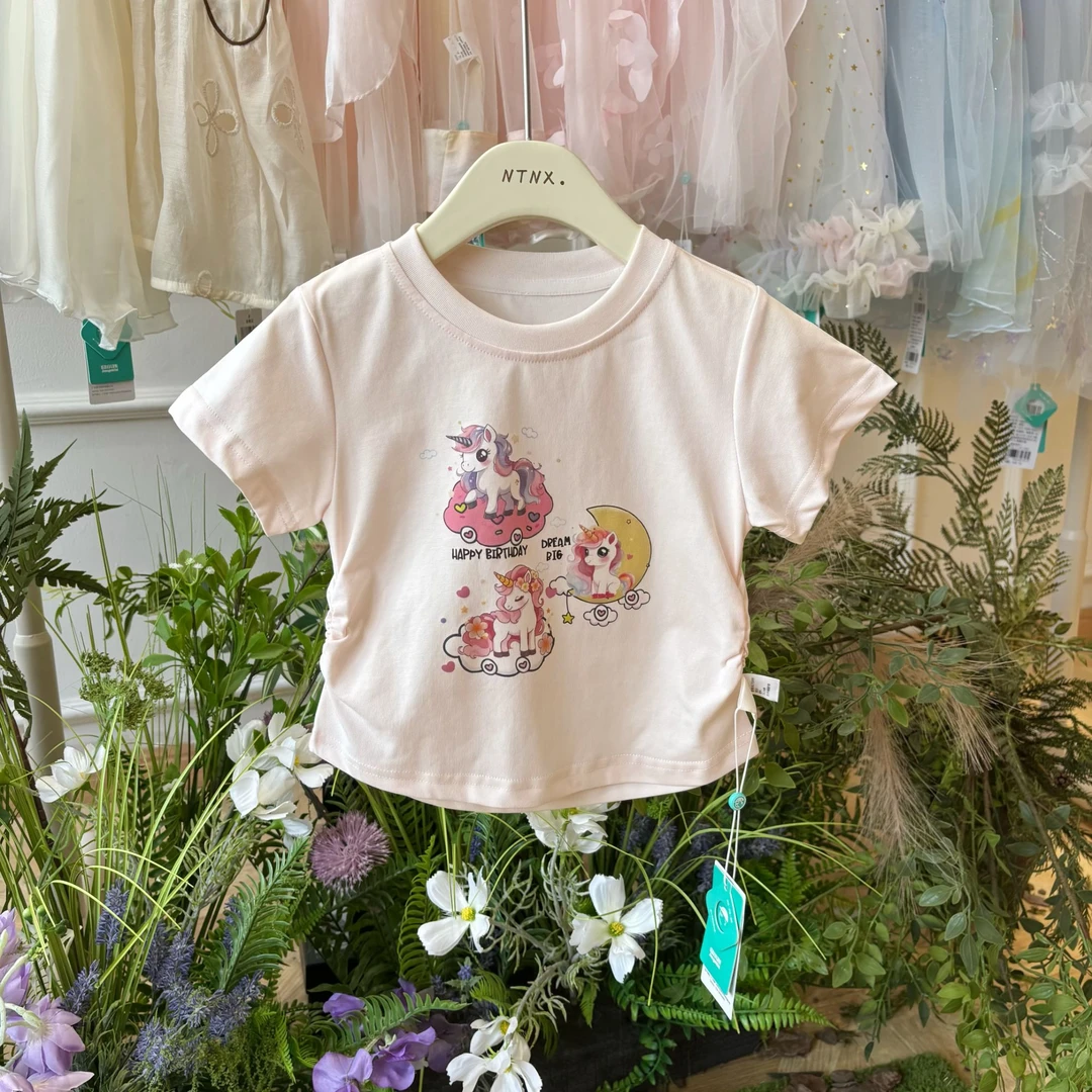 品牌夏季儿童宝宝卡通印花运动女童百搭上衣短袖T恤XGT53499