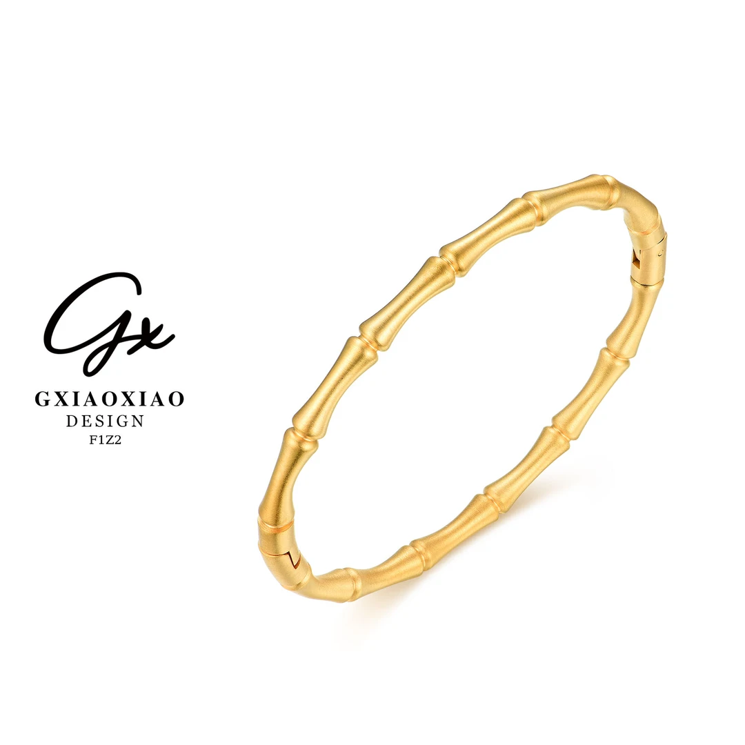G XIAOXIAO 镀K金【竹韵】气质轻奢時尚简约百搭竹节手镯 F1Z2
