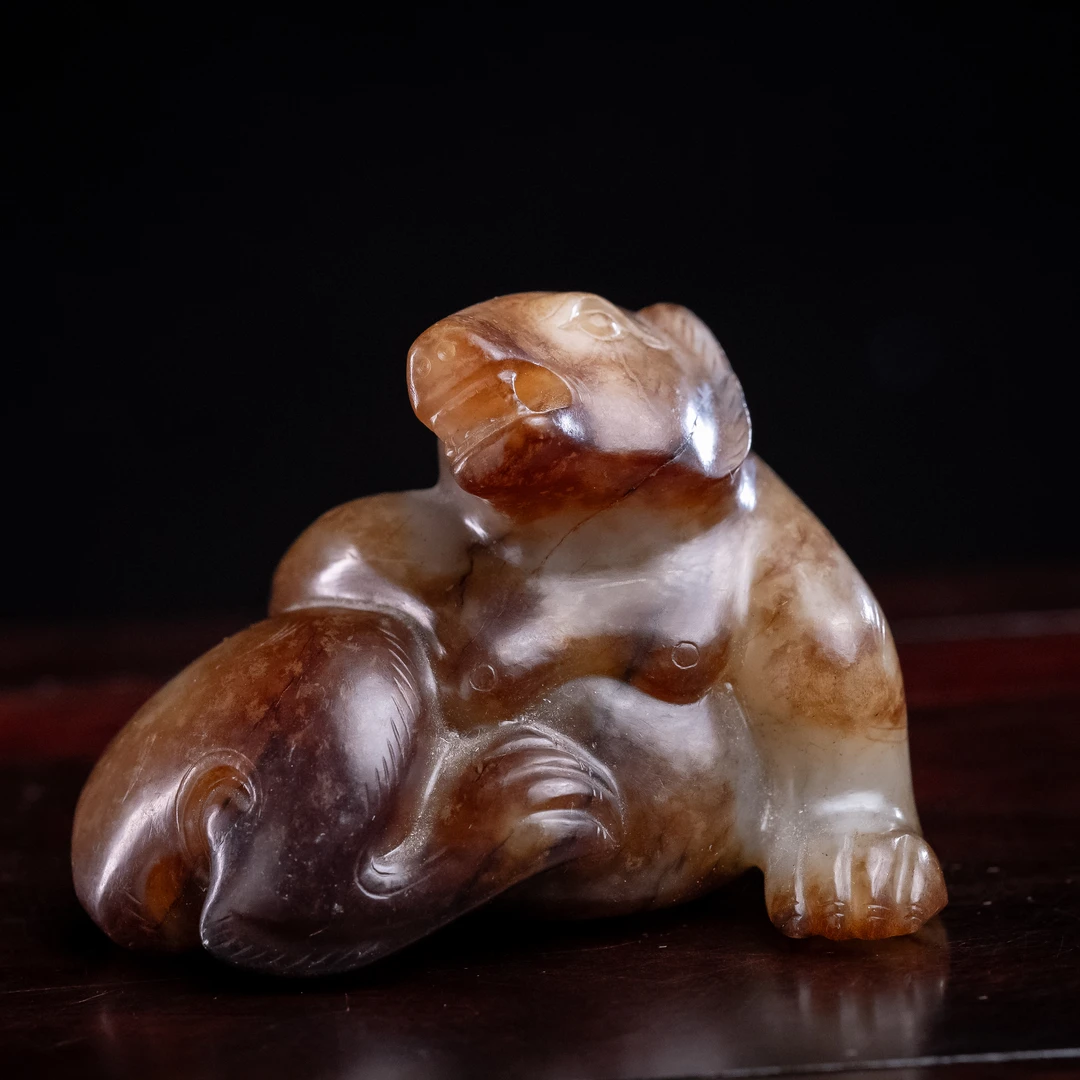 明代和田玉玉熊把件