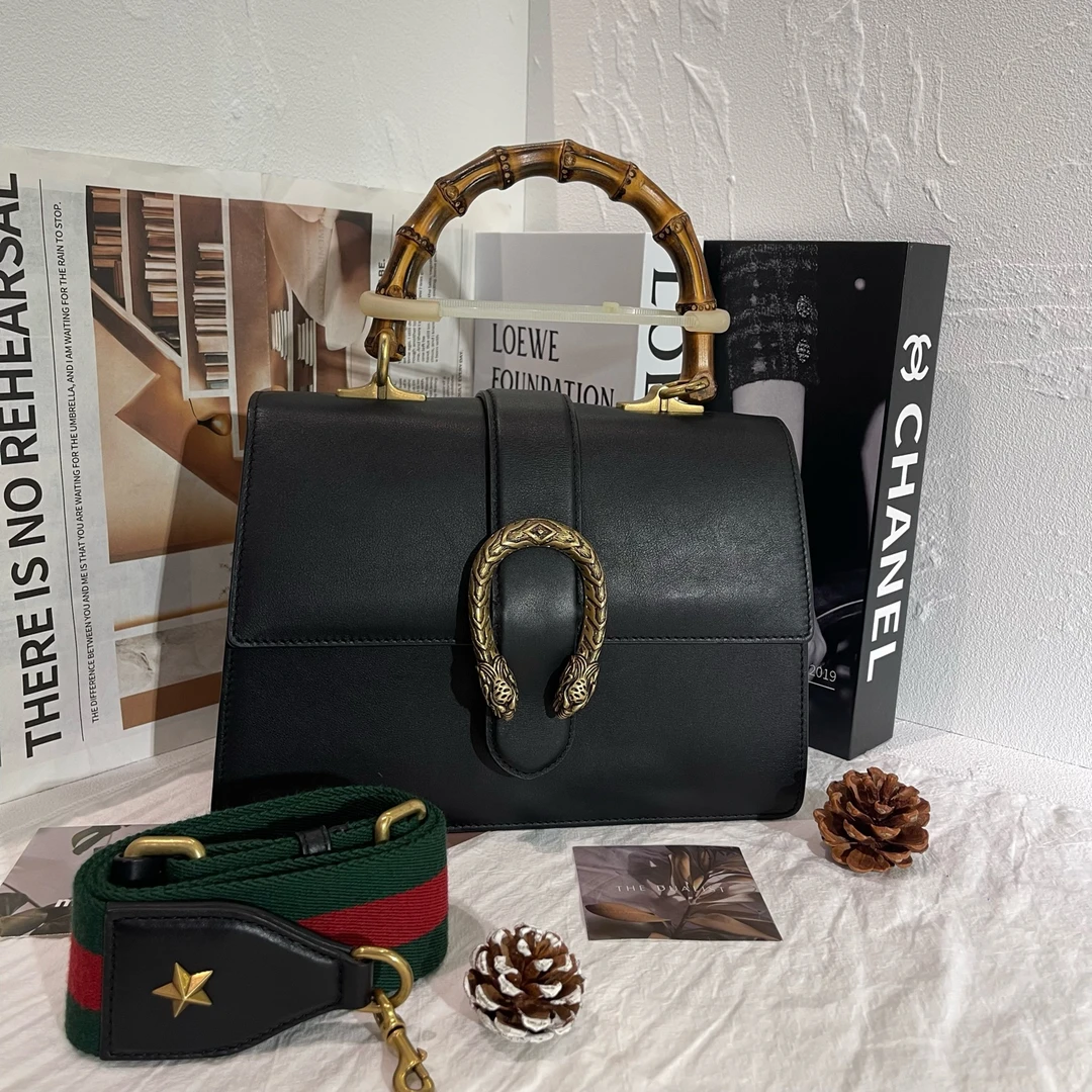 99新 GUCCI/古驰 99新 Gucci古驰 黑色竹节酒神手提单肩包 80937