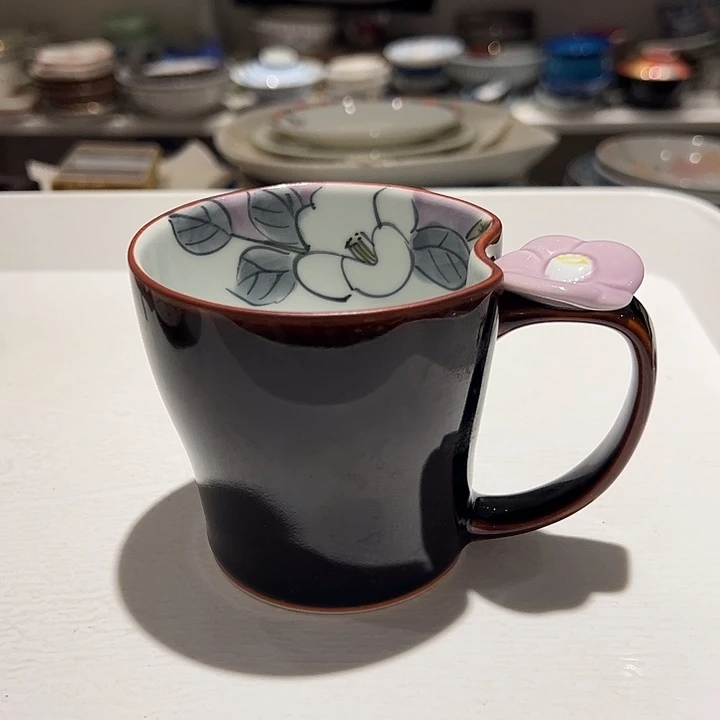 孩***神瓷一体成型小花花马克杯1个超可爱