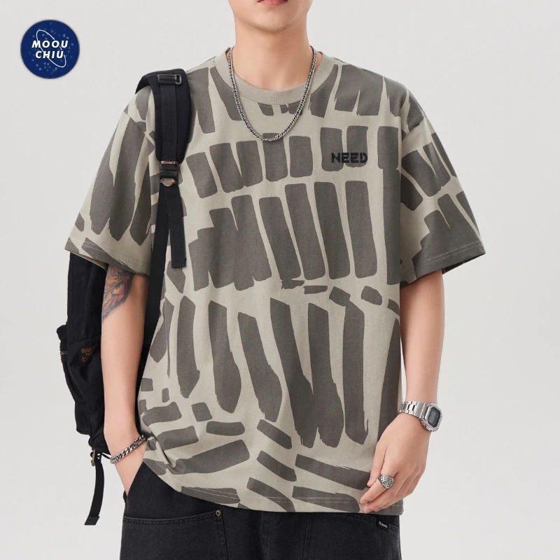 潮夏季新款美式街头印花短袖恤男宽松半袖体恤