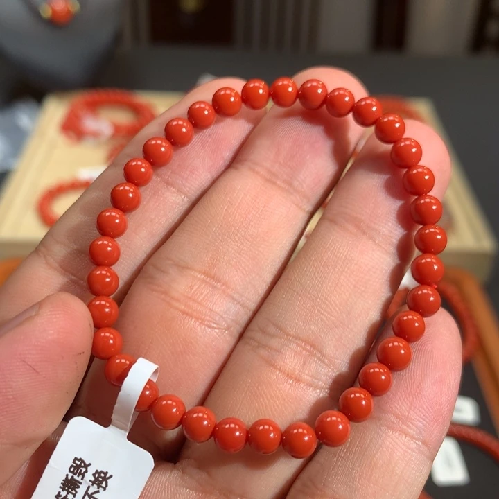 未镶嵌单圈南红玛瑙5mm➕官坡锦红