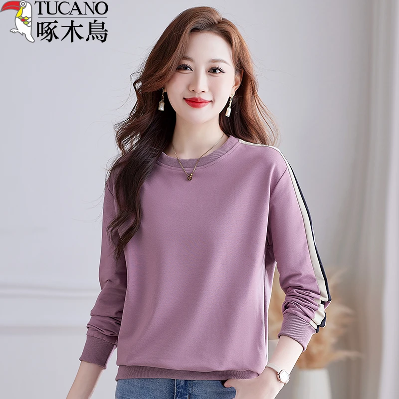 TUCANO/啄木鳥卫衣女春秋新款长袖休闲百搭时尚打底圆领洋气上衣