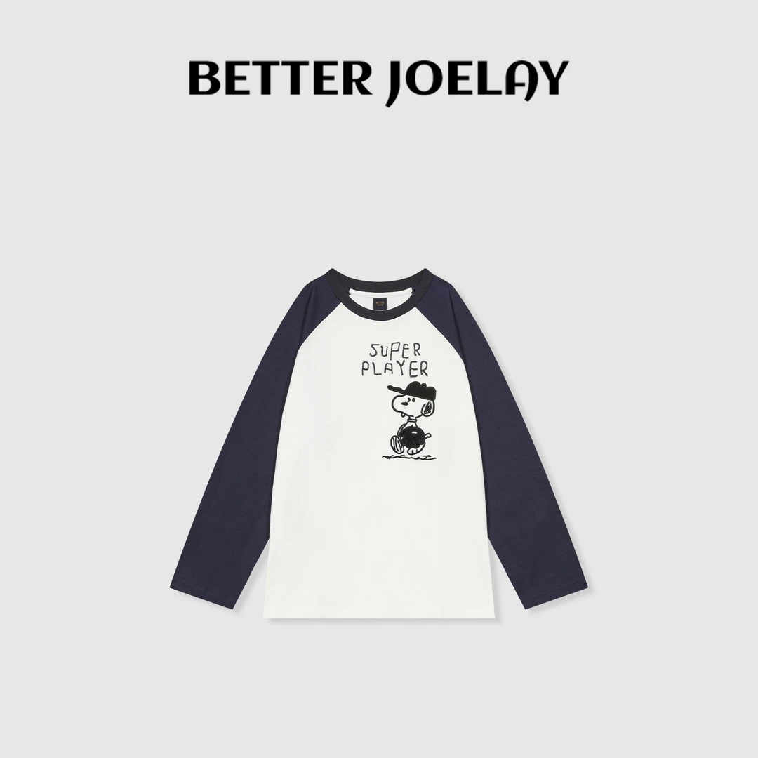BETTER JOELAY-【迷路史努比】百搭插肩长袖T恤休闲宽松个性KH1390