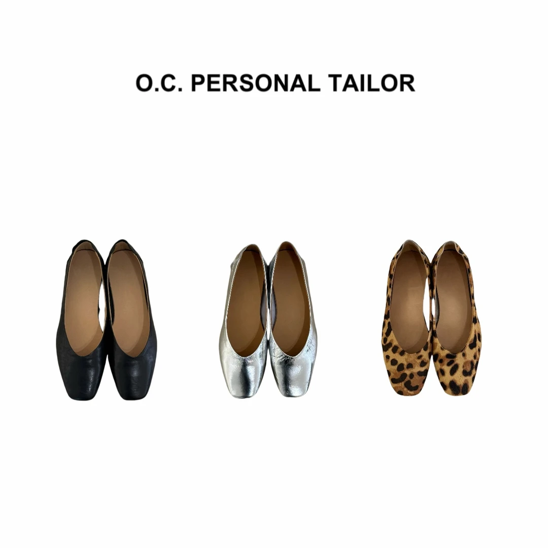 oc精选 25ss 时髦单品头层牛皮手工方头平底单鞋 0622