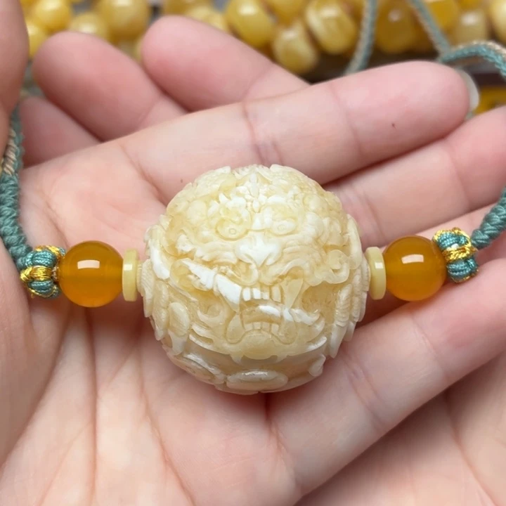 蜜蜡未镶嵌裸石蜜蜡34+龙珠锁骨