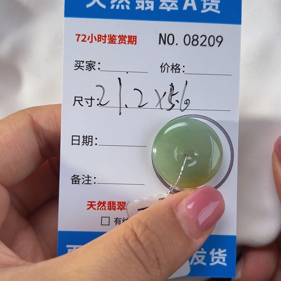 翡翠未镶嵌颈饰平安扣8209