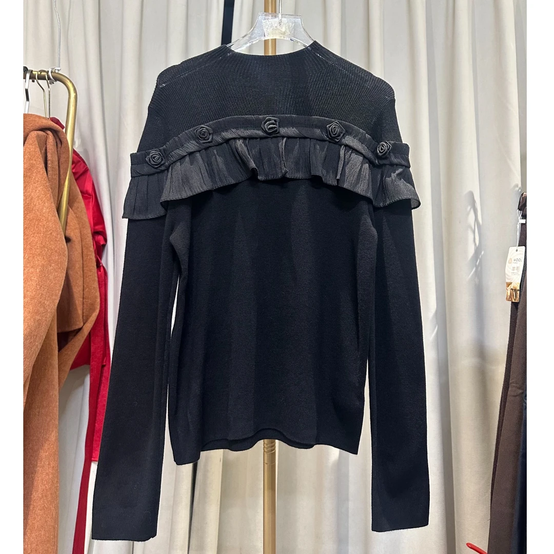 97 秋冬百搭女士针织毛衣法式时尚感女款套头针织毛衣