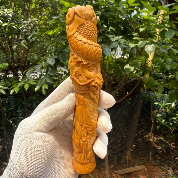 （画龙点睛）纯手工雕刻实心玉竹手把件竹雕文玩收藏竹子竹制品竹根