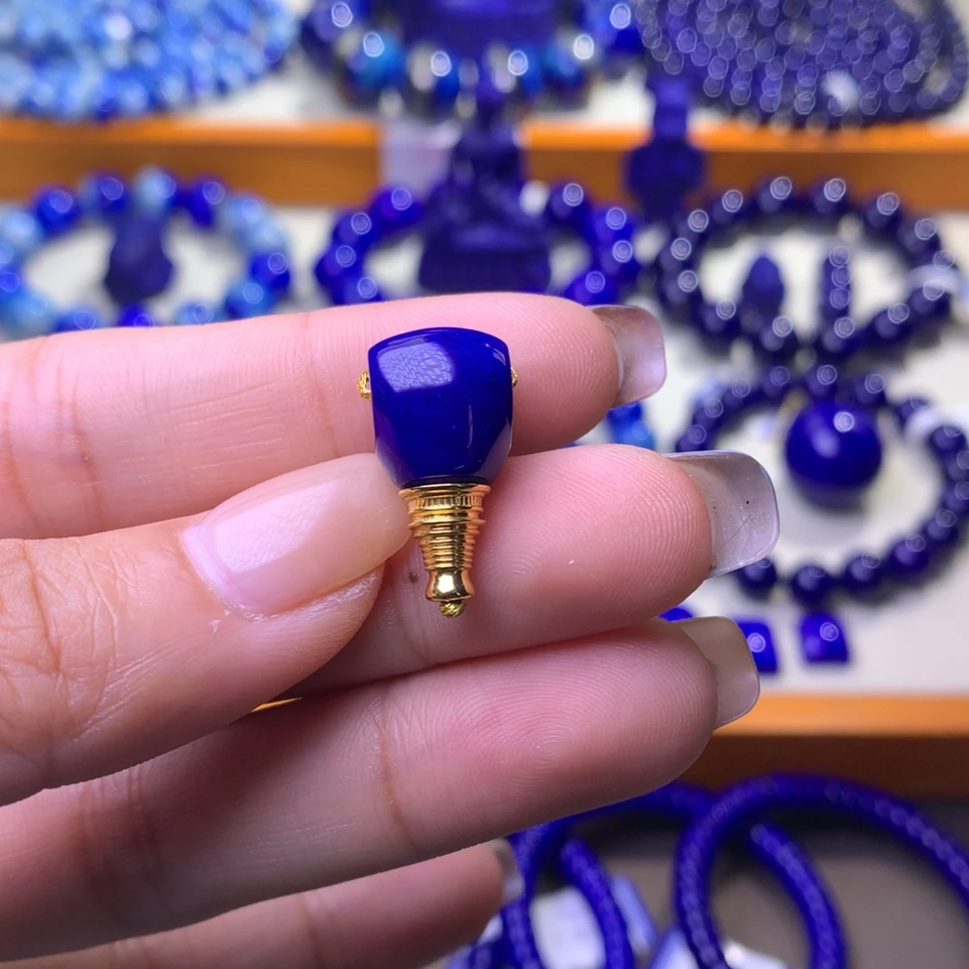 青金石18K金镶嵌三通10.6×20.6