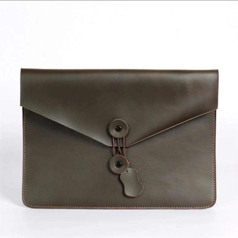 男士信封袋真皮13英寸iPad文件文件袋牛皮电脑保护时尚休闲复古