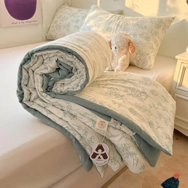 2025新款云感双层纱夏被空调被卡通夏季学生宿舍单人夏凉被可机洗