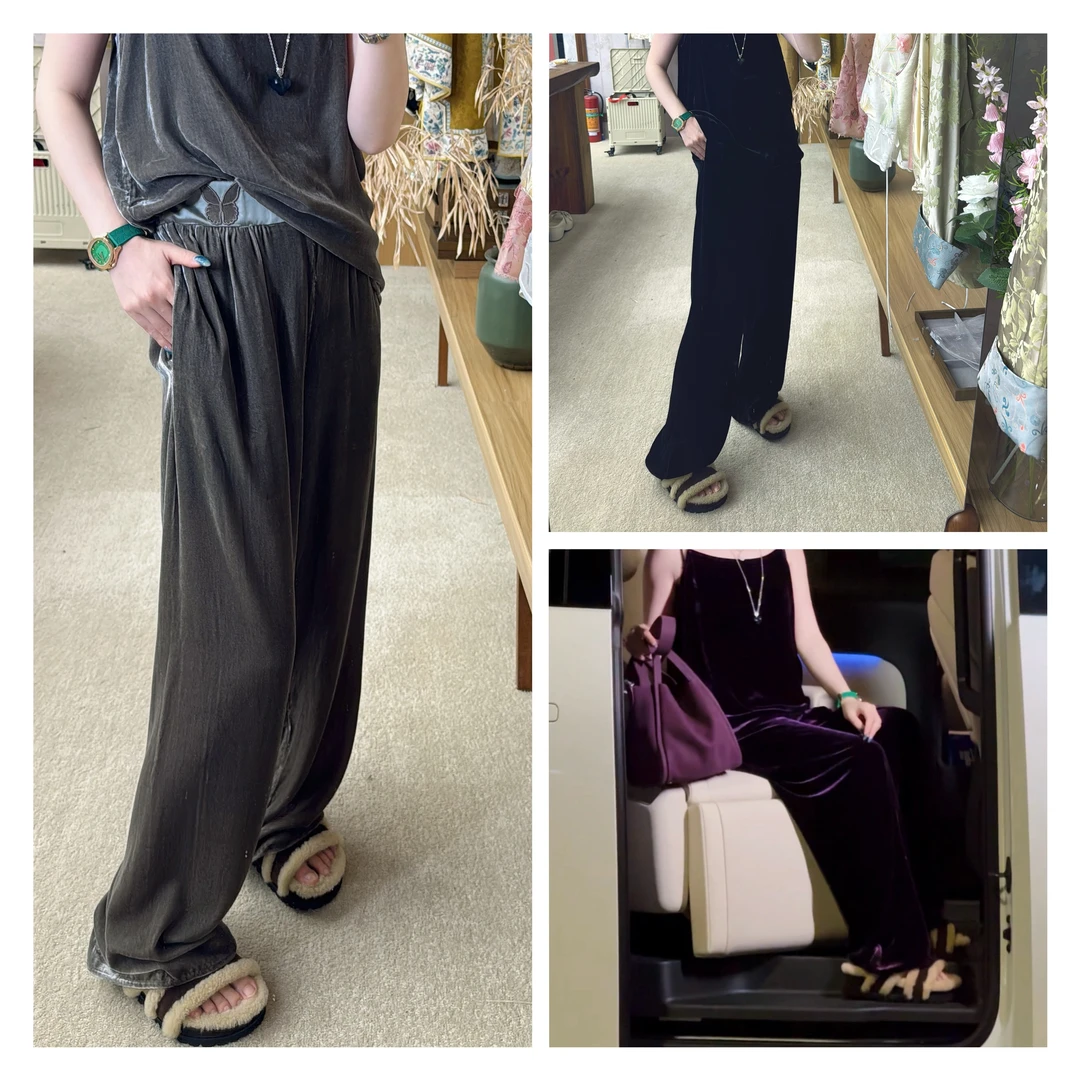 蝴蝶丝绒裤！真丝丝绒新中式长裤！GZ6568