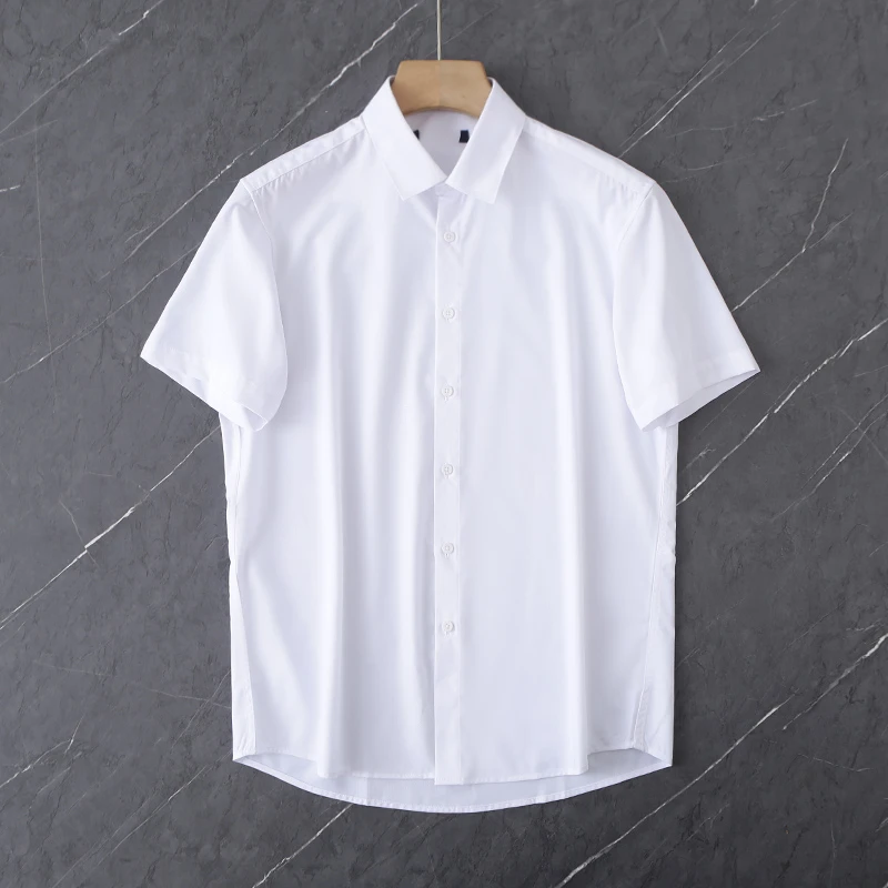 HS390剪标夏季短袖衬衫男冰丝系列纯色凉感商务衬衣男