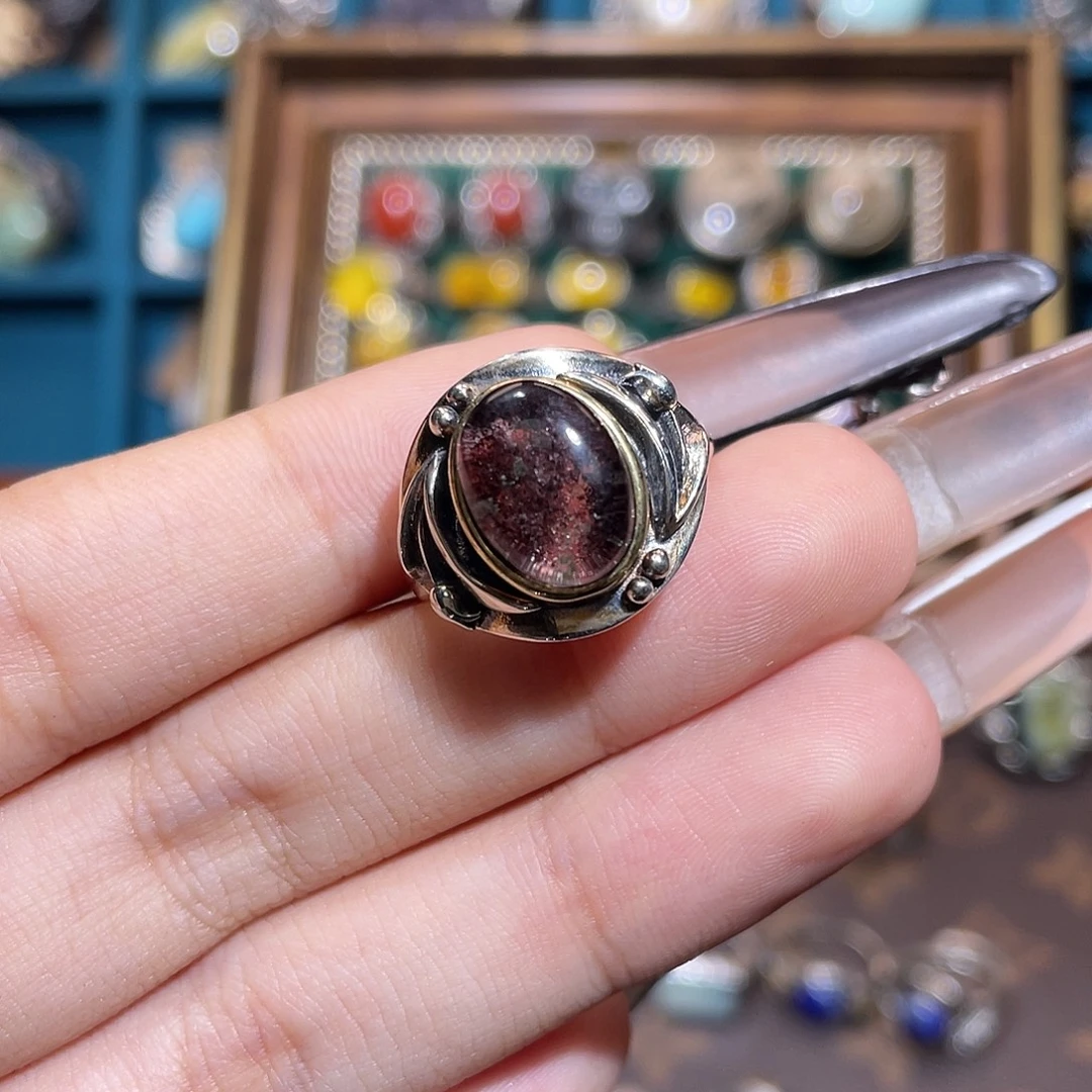 烟晶戒指银S925镶嵌