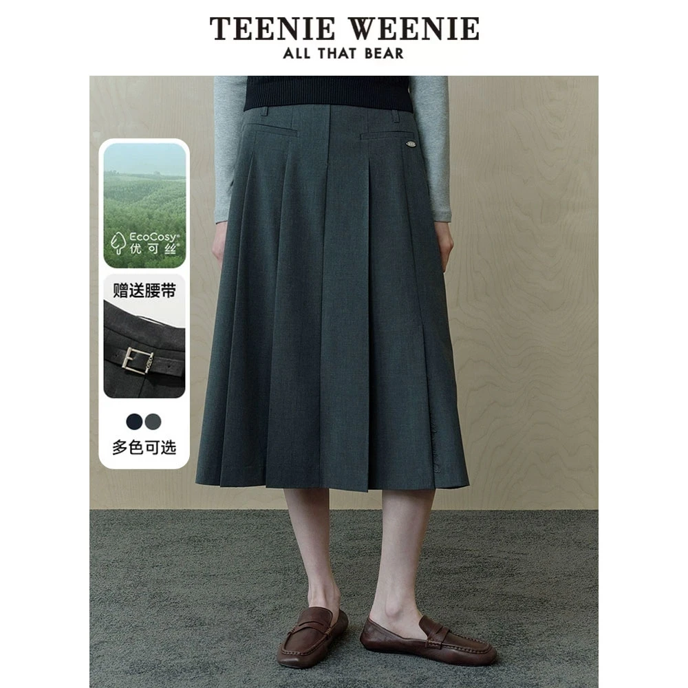 【达人专属】TeenieWeenie小熊半身裙25学院百搭百褶裙TTWH251201W