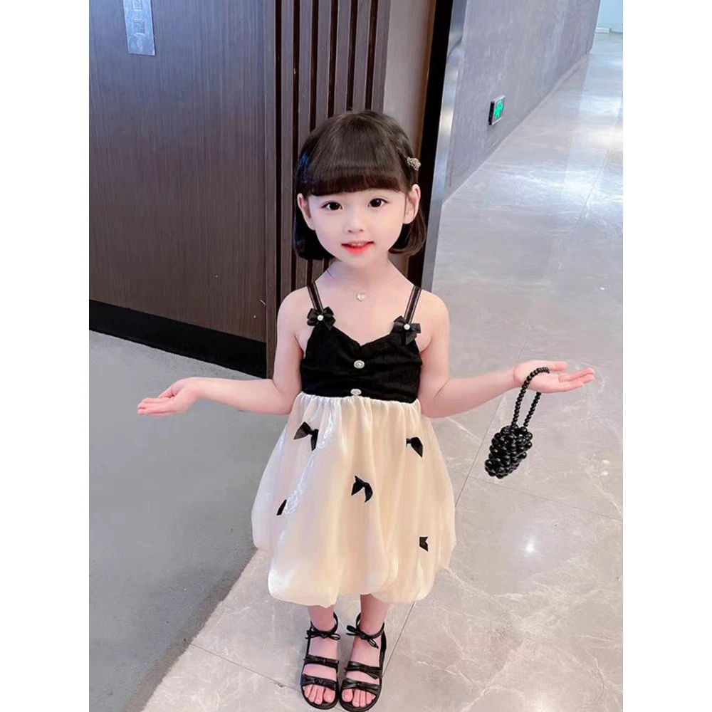 现货X795女童夏季蝴蝶结连衣裙