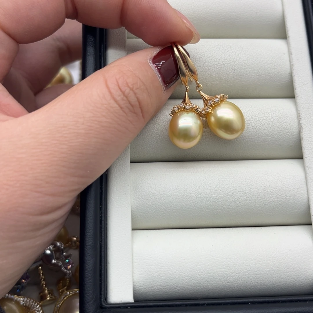 银S925镶嵌海水珍珠耳饰