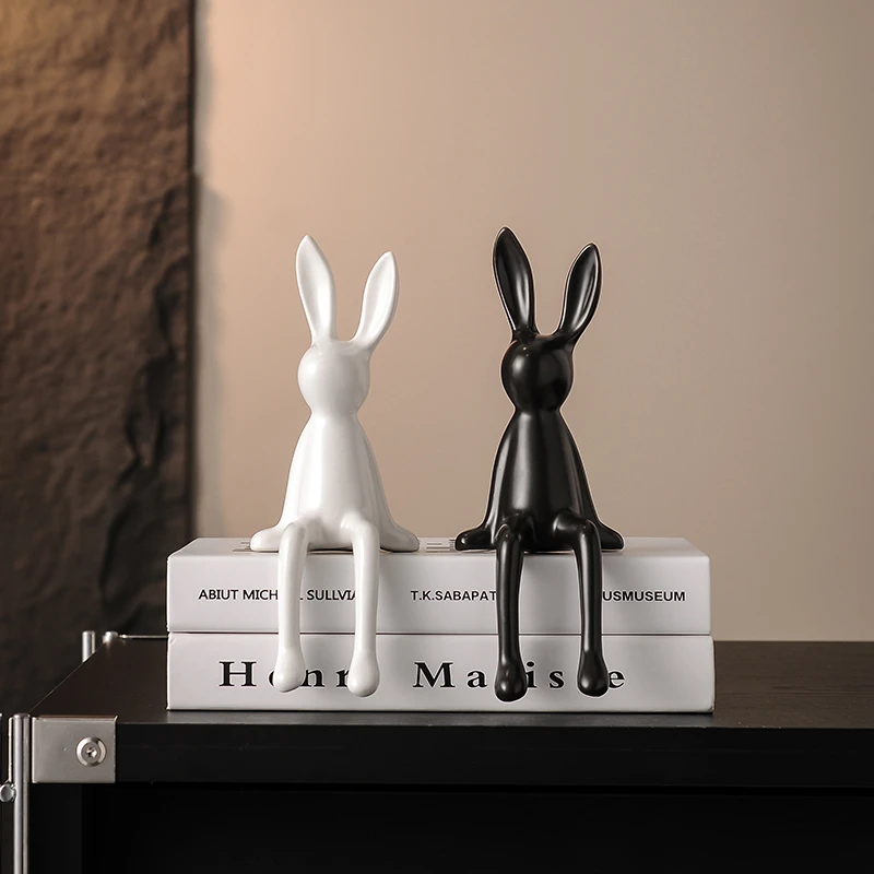 可爱简约兔子摆件轻奢客厅电视柜玄关酒柜装饰平好物乔迁新居礼品