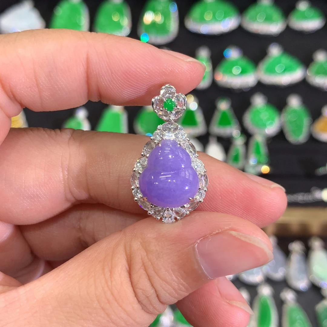 三***七翡翠18K金镶嵌吊坠(不含链)买断