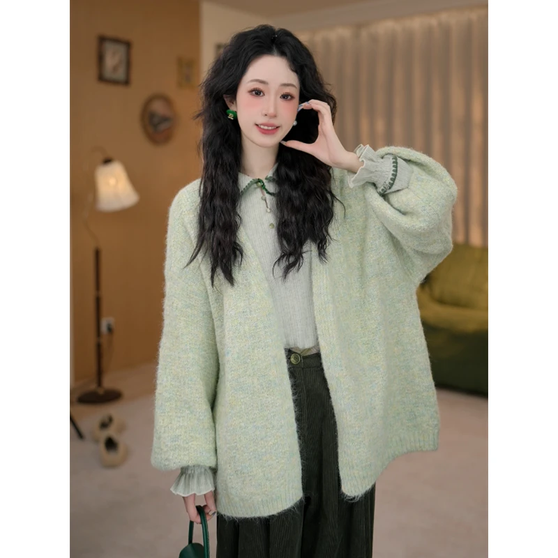 知栀【萤火】港风复古慵懒针织百搭上衣开衫外套毛衣ZA5468211