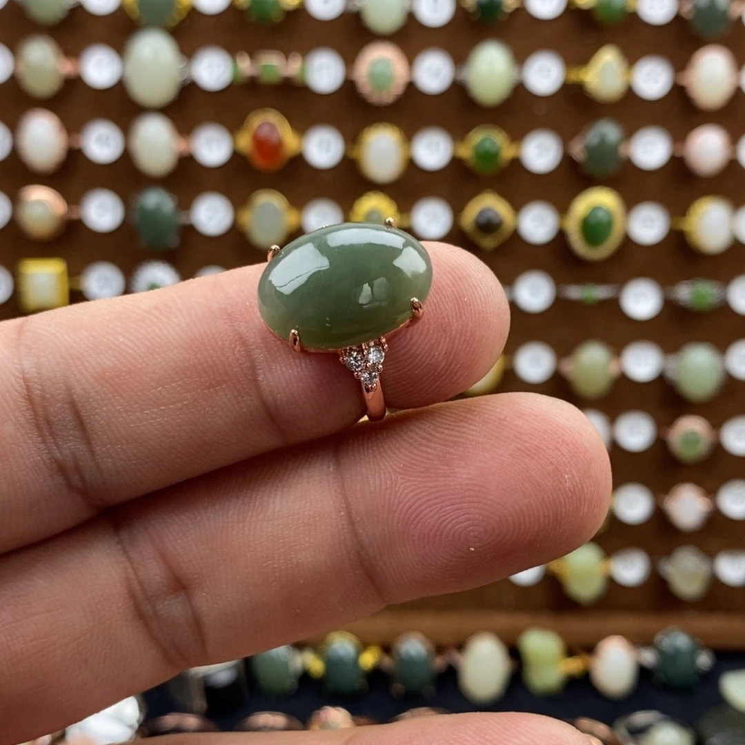 和田玉（青玉）戒指合金