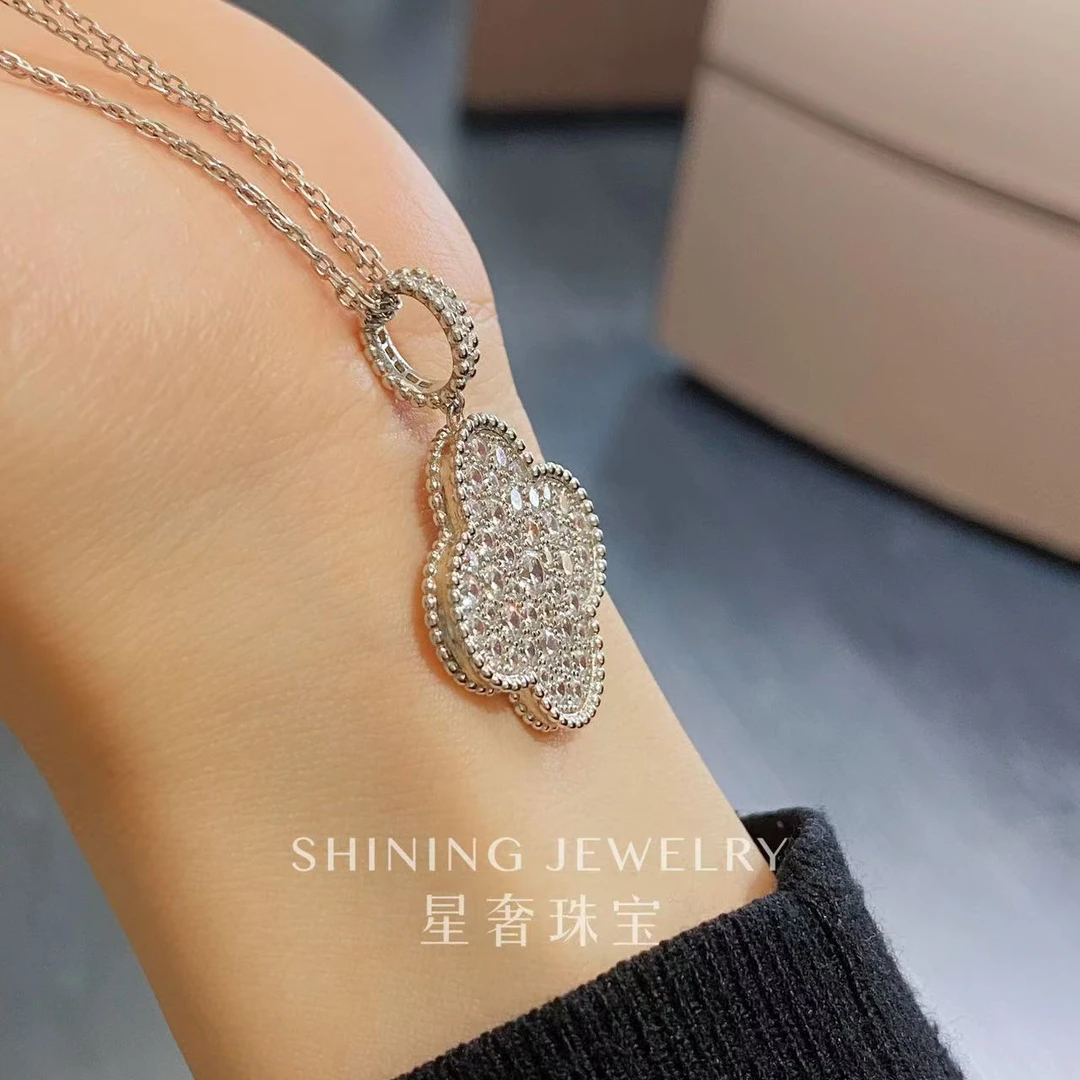 【星奢珠宝】实心金18k金26mm钻石项链天然真钻气质时尚