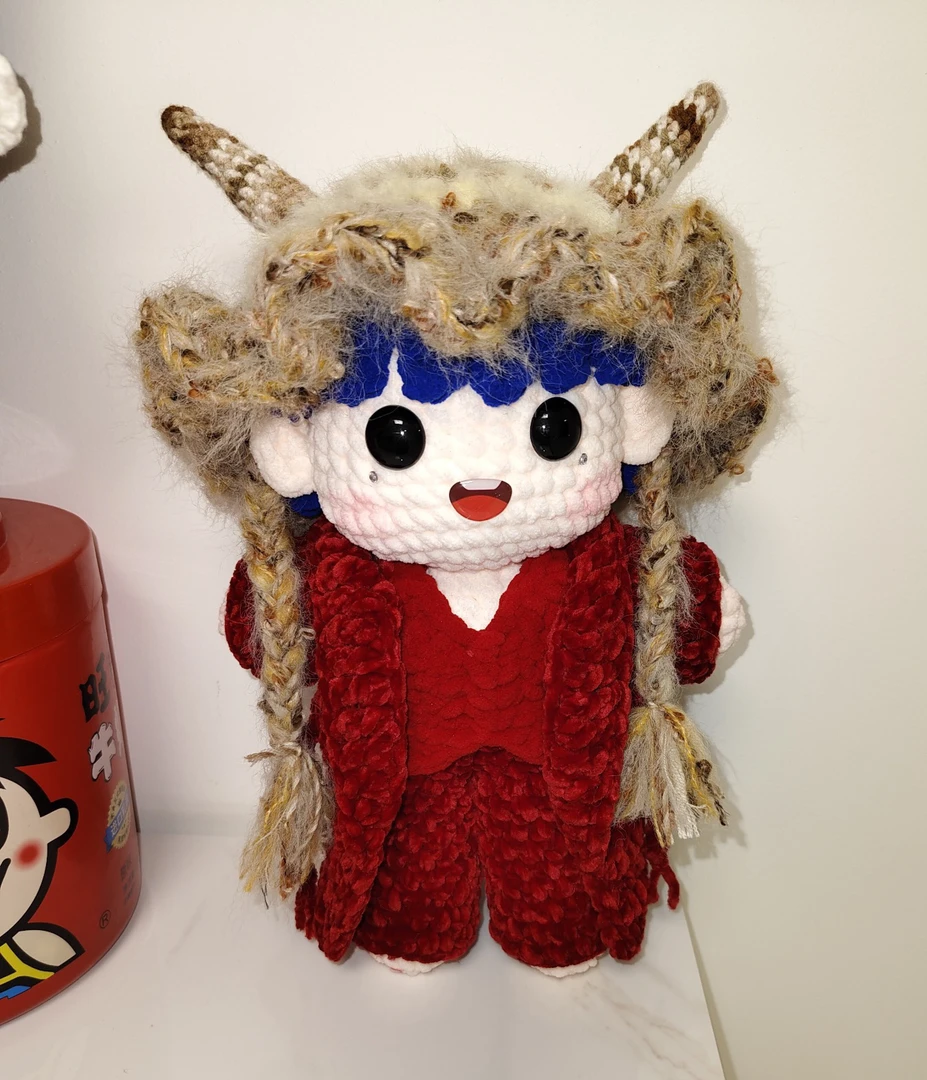 檀健次毛线娃娃编织娃深圳演唱会羊角帽成品娃娃35-40cm高度