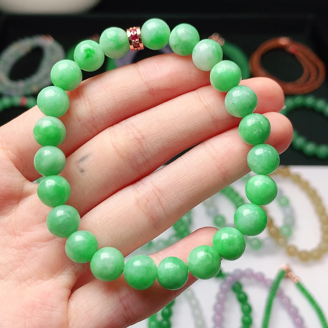 棒***哒翡翠未镶嵌手链翡翠