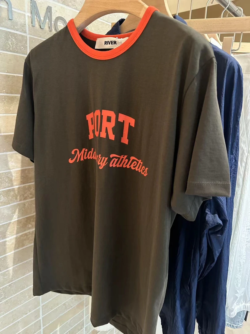 东大门大R领子拼色字母印花短袖T恤NO退255