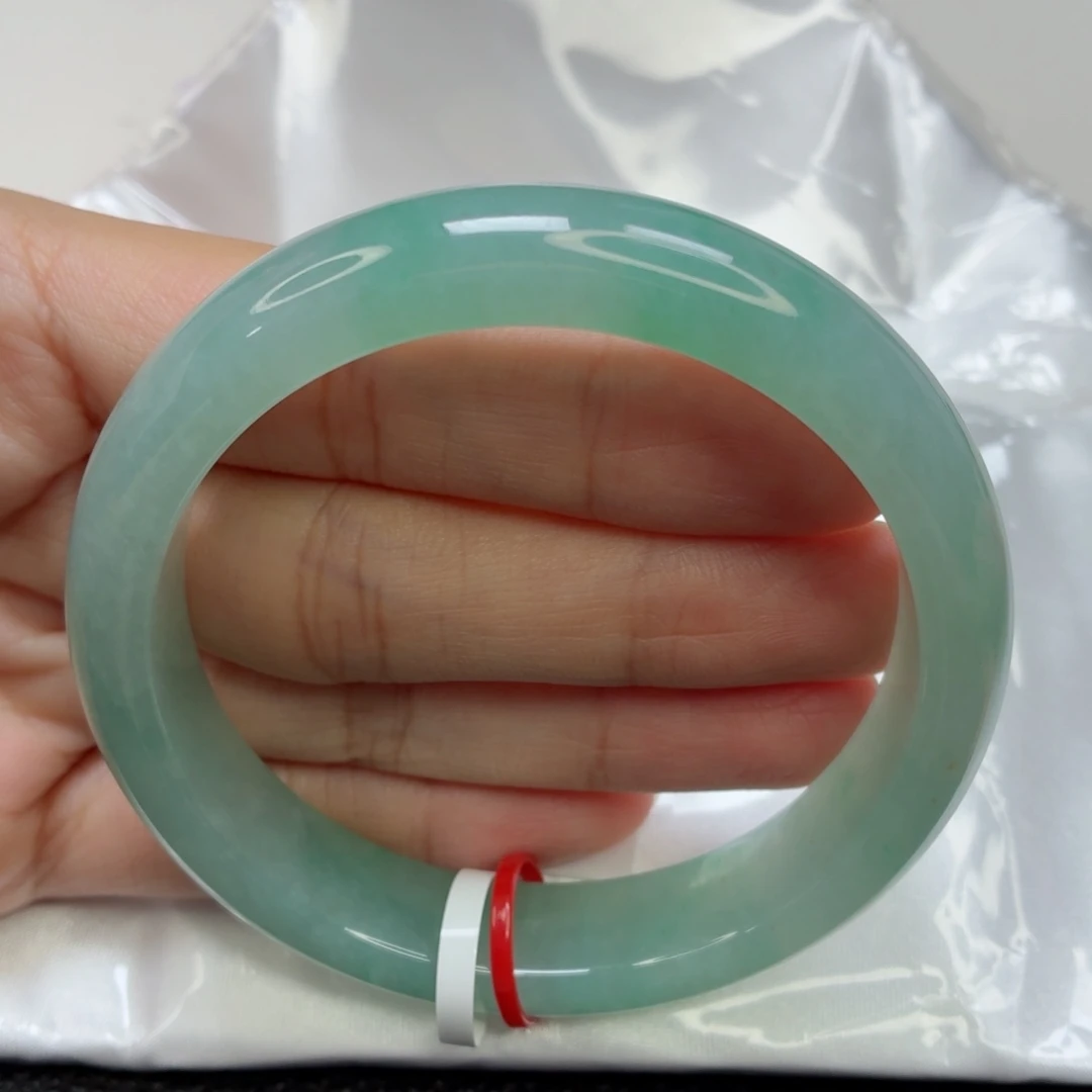 翡翠未镶嵌手镯老坑58圈冰晴绿飘阳洒金020