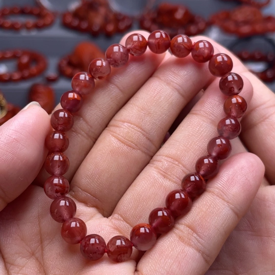 南红玛瑙未镶嵌珠宝奇石单圈7mm