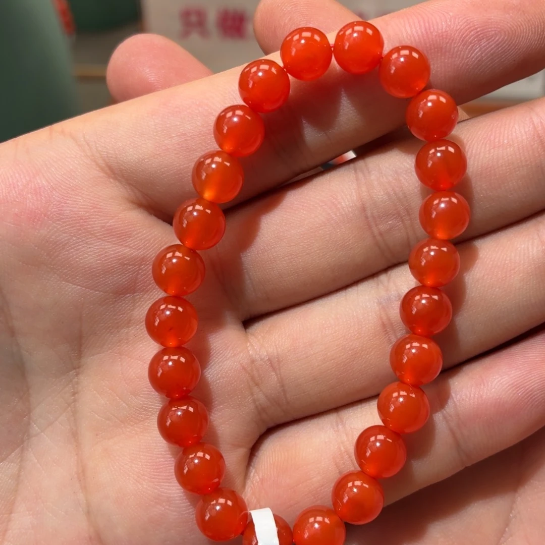 南红玛瑙手串未镶嵌冰红手串卡7+