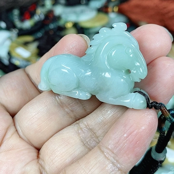 翡翠未镶嵌颈饰玉吊坠天然A货翡翠玉立体马