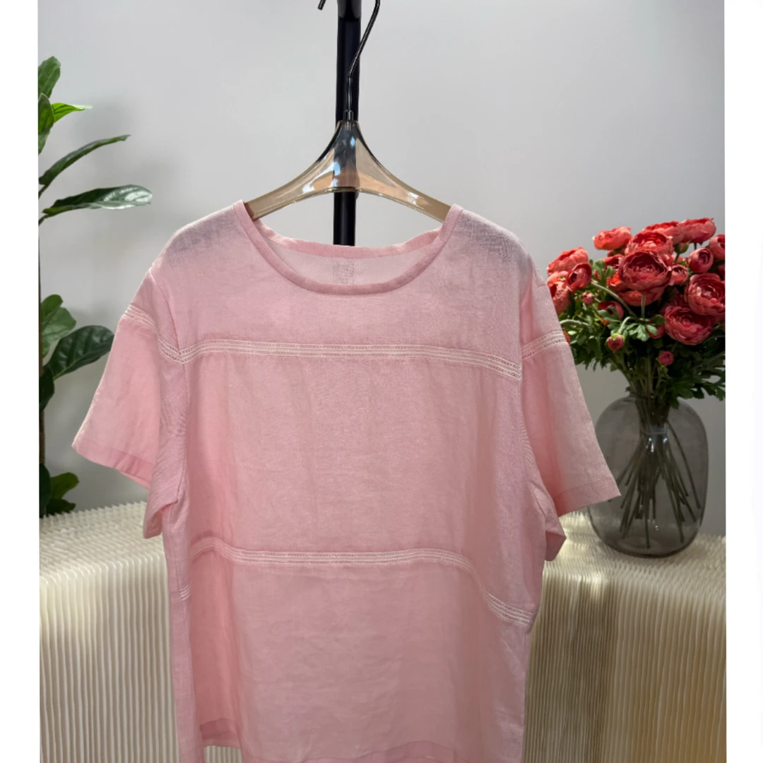 【深圳丽姐-易易】25417四色亚麻短袖