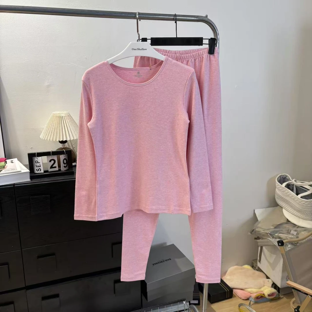 秋冬女士圆领纯色长袖保暖内衣套装4920（EC-28058）