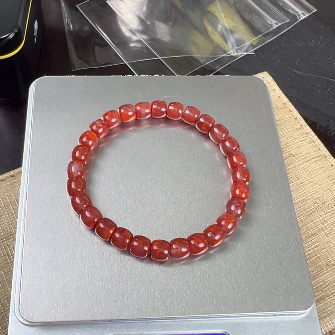 手串未镶嵌南红玛瑙老型玫瑰红单圈7M