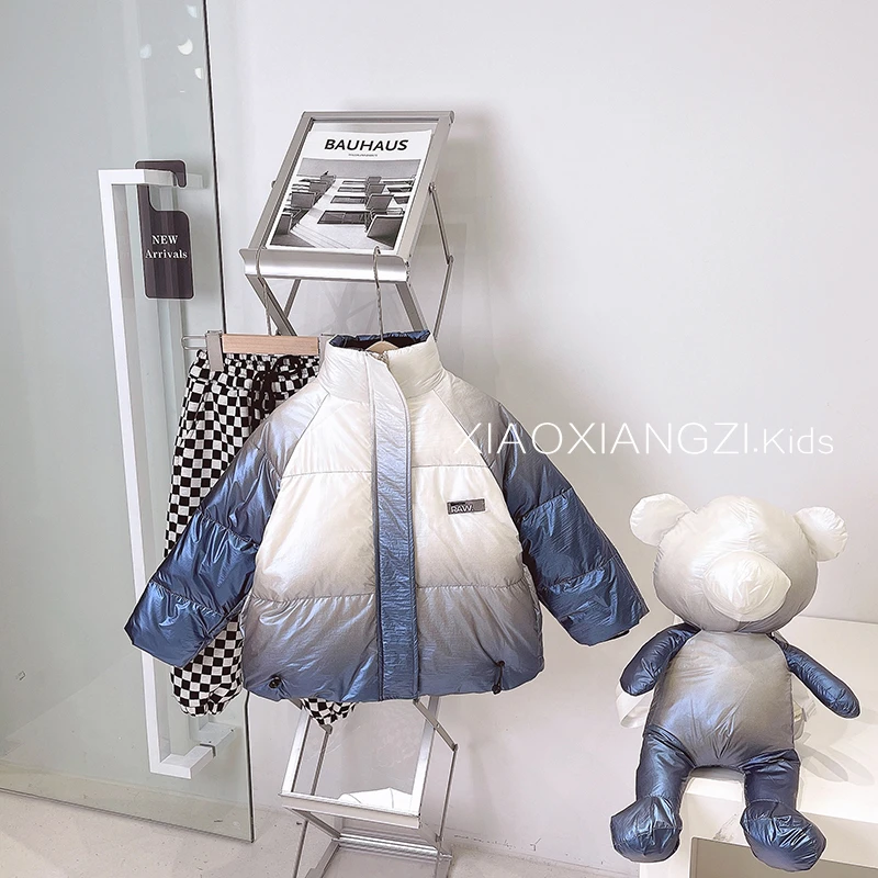 冬装儿童韩版个性休闲宽松时尚渐变立领保暖羽绒服SJ0223-QQQQ