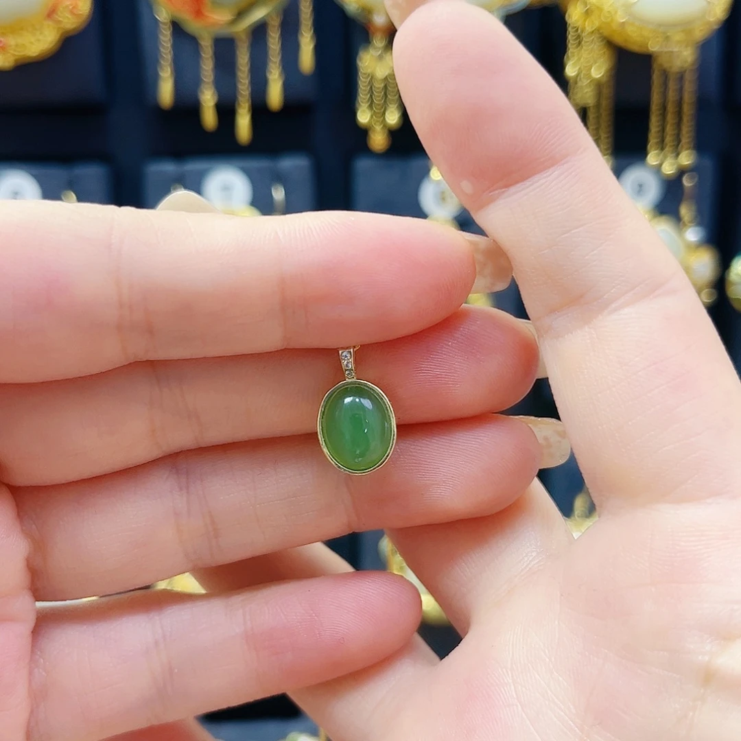 和田玉银S925镀金镶嵌颈饰