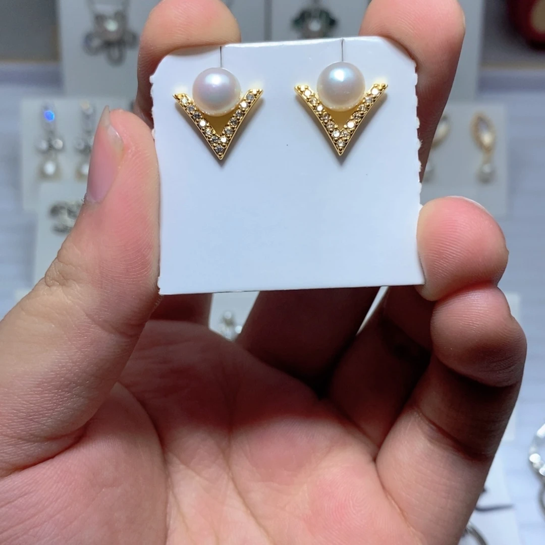 淡水珍珠耳饰银S925镶嵌