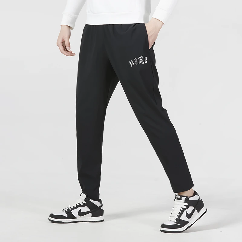 Nike耐克休闲运动跑步透气长裤子夏季新款黑色梭织长裤FN3704-010