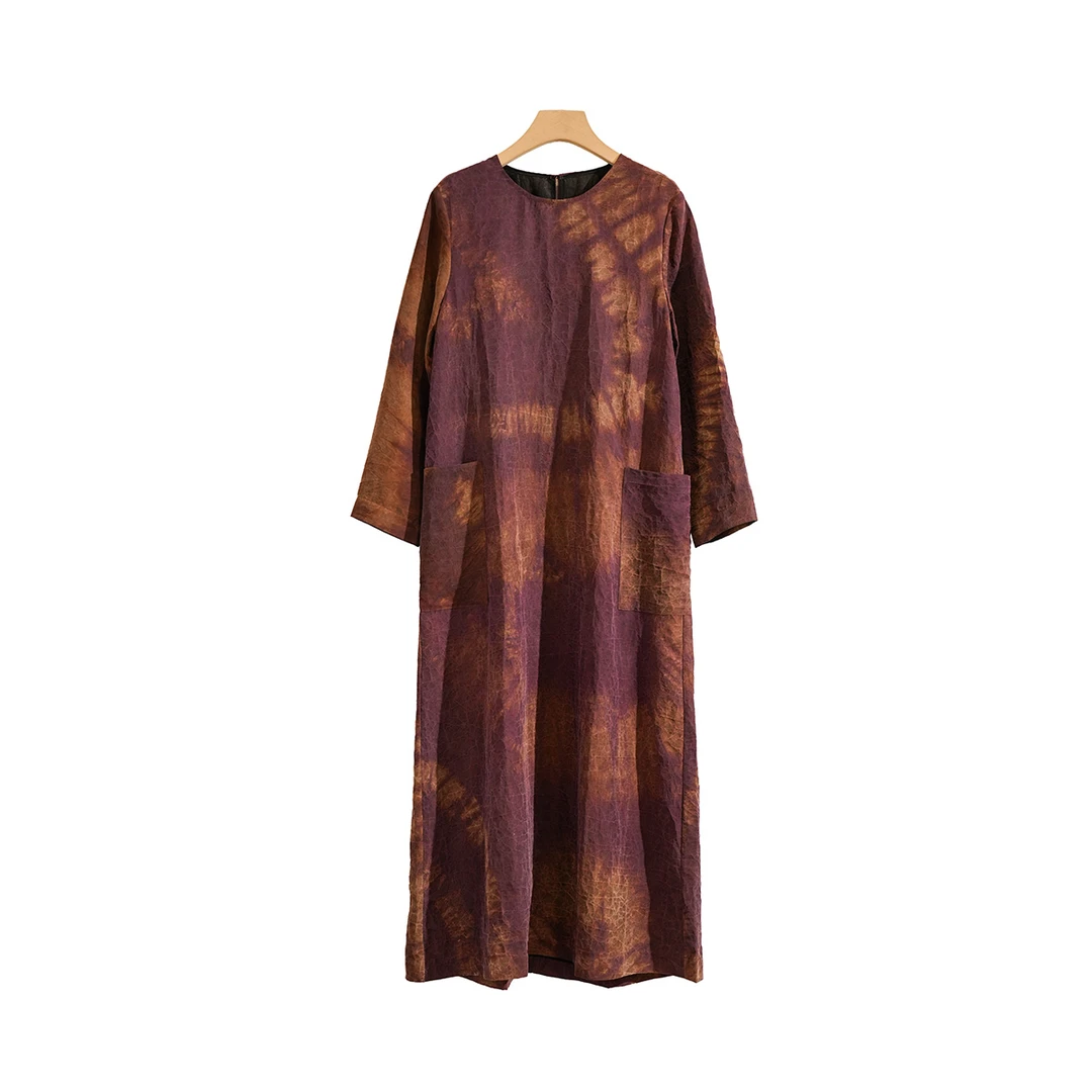 【辰辰高定】国风新款桑蚕丝香云纱青花瓷复古中式连衣裙23-Z538-2